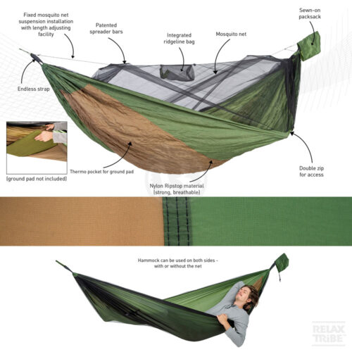 Adventure Hero XXL: Hamaca Portátil de Aventura c/ Mosquitera+bolsillo Térmico [1p] Exterior/Camping - Imagen 3