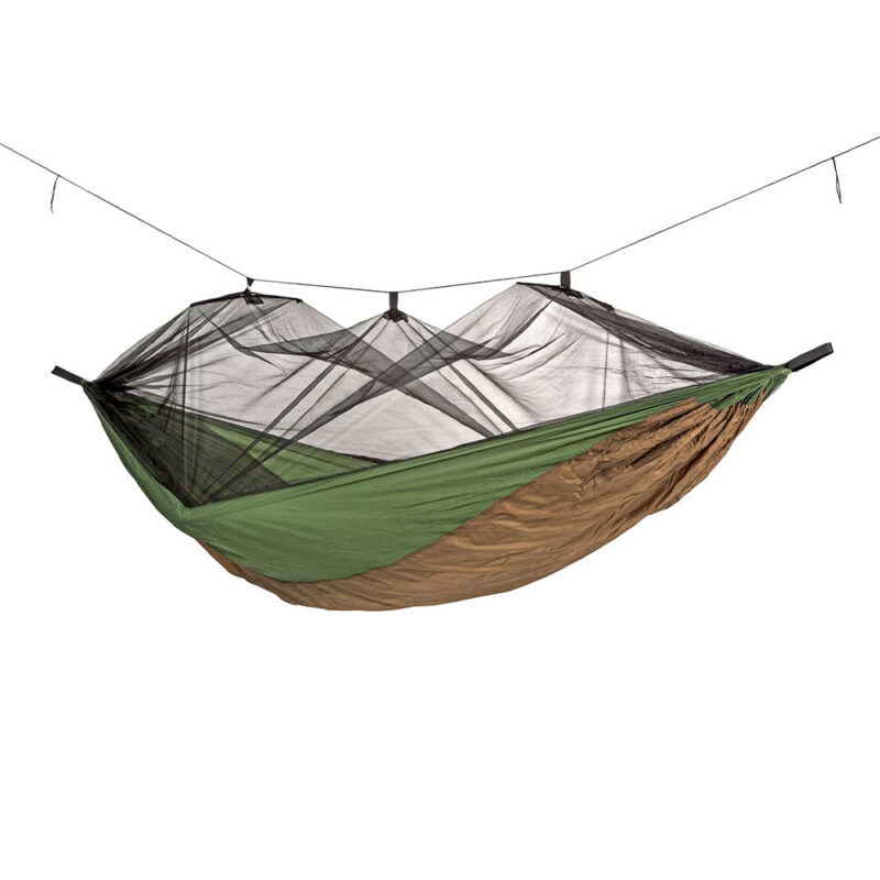 Adventure Moskito Hammock Thermo: Hamaca de Viaje/Portátil [1p] c/ Mosquitera+bolso Térmico [Exterior/Camping] Marrón+Verde