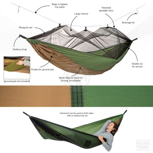 Adventure Moskito Hammock Thermo: Hamaca de Viaje/Portátil [1p] c/ Mosquitera+bolso Térmico [Exterior/Camping] - Imagen 3