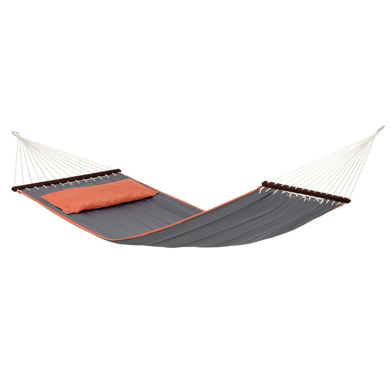 American Dream Grey: Hamaca-Acolchada XL [1-2p] con Barras+Almohada [Gris+Terracota]