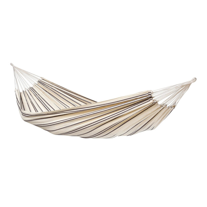 Barbados Cappuccino: Hamaca XL [1-2p] Brasileña /Hecha a Mano [Blanca/Crudo+Marrón]