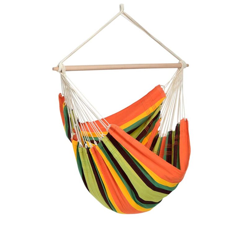 Brasil Gigante Esmeralda: Lounger/Silla Hamaca XXL [2-3p] Algodón Reciclado+Madera FSC /Hecha a Mano [Multicolor]