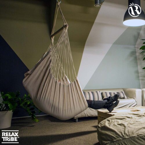 Brasil Natura: Eco-Silla Hamaca XL [1-2p] 100%Algodón Reciclado+Madera FSC /Hecha a Mano - Imagen 4