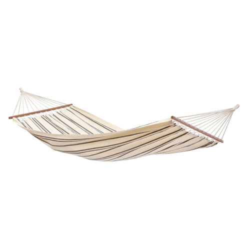 Brasilia Cappuccino: Hamaca Brasileña XL [1-2p] con Barras /Hecha a Mano [Blanca/Crudo+Marrón]