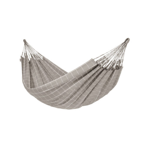Brisa Almond: Hamaca XXL de Exterior [Casa y Jardín] Hecha a Mano [Gris topo/patrones]