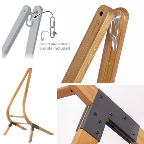 Calma Nature: Soporte de Madera FSC p/ Silla Hamaca [Altura Ajustable] Casa y Jardín - Imagen 3