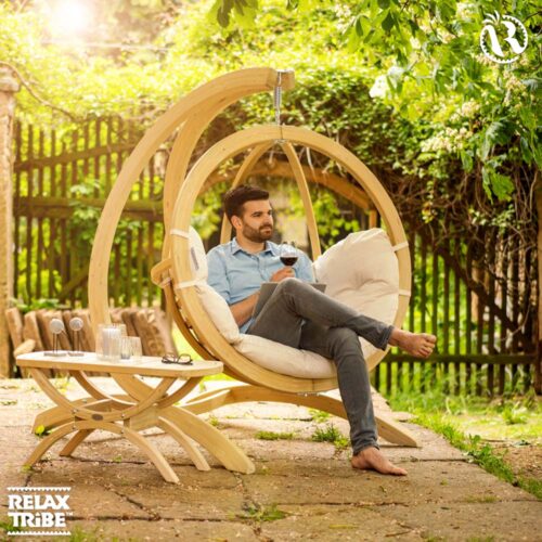 Globo Chair Natura: Silla Colgante [1p] Madera FSC [Casa y Jardín]+Cojín de Exterior - Imagen 4