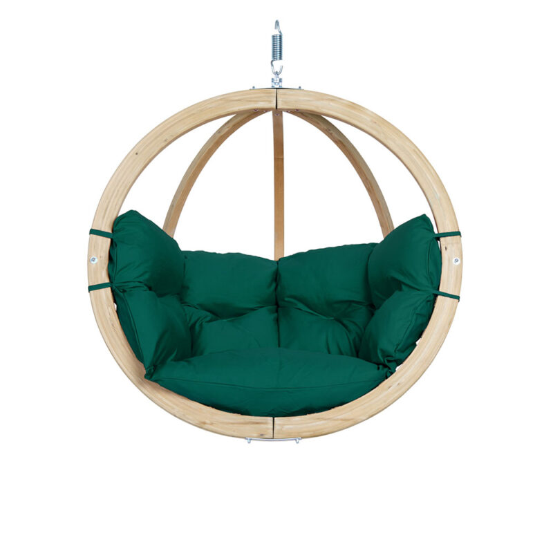 Globo Chair Verde: Silla Colgante [1p] Madera FSC [Casa y Jardín]+Cojín de Exterior