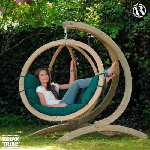 Globo Chair Verde: Silla Colgante [1p] Madera FSC [Casa y Jardín]+Cojín de Exterior - Imagen 3