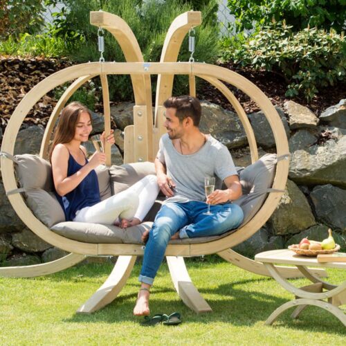 Globo Royal Chair Taupe: Sillón Colgante XL [2/3p] Madera FSC [Casa y Jardín]+Cojín de Exterior - Imagen 4