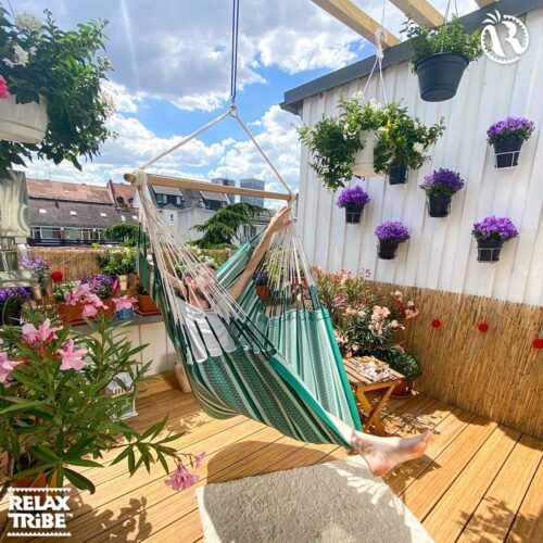 Habana Agave: Eco-Lounger/Silla Hamaca 100%Algodón Bio+Madera FSC /Hecha a Mano - Imagen 2