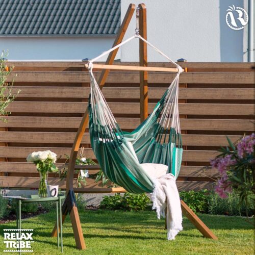 Habana Agave: Eco-Lounger/Silla Hamaca 100%Algodón Bio+Madera FSC /Hecha a Mano - Imagen 4