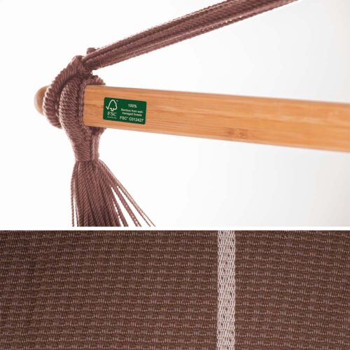Habana Chocolate: Eco-Lounger/Silla Hamaca XL [2p-K] 100%Algodón Bio+Madera FSC /Hecha a Mano - Imagen 3