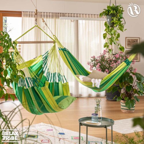 Habana Jungle: Eco-Lounger/Silla Hamaca 100%Algodón Bio+Madera FSC /Hecha a Mano - Imagen 3