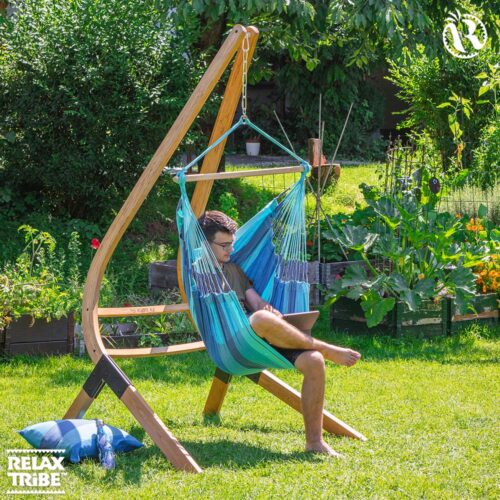 Habana Lagoon: Eco-Lounger/Silla Hamaca 100%Algodón Bio+Madera FSC /Hecha a Mano - Imagen 3