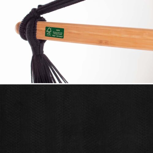Habana Onyx: Eco-Lounger/Silla Hamaca 100%Algodón Bio+Madera FSC /Hecha a Mano - Imagen 4