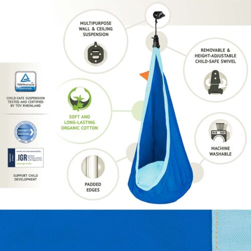 Joki Dolphy: Nido/Silla Colgante Infantil [100%Algodón Bio] c/ Almohadada+Suspensión - Imagen 3