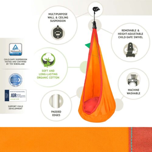 Joki Foxy: Nido/Silla Colgante Infantil [100%Algodón Bio] c/ Almohadada+Suspensión - Imagen 3