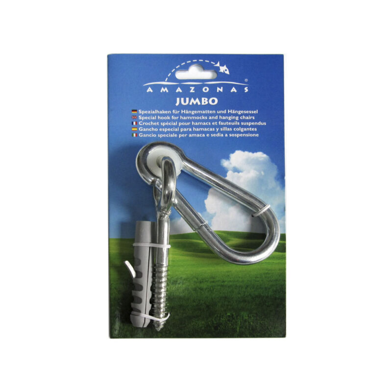 Jumbo: Kit con Mosquetón p/ Fijación+Suspensión [Hamaca=1 lado/Silla Colgante] Plateado