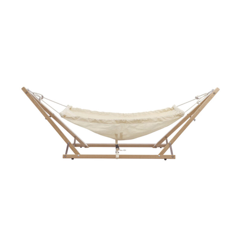 Koala: Conj.- Soporte Portátil+Hamaquita-Bebé [Madera+100% Algodón] Blanco/Crudo