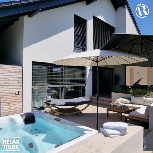 Lounge Bed Anthracite: Tumbona/Cama de Exterior XXL [2p] Madera FSC c/ Colchón Flotante+Almohada [Casa y Jardín] - Imagen 5