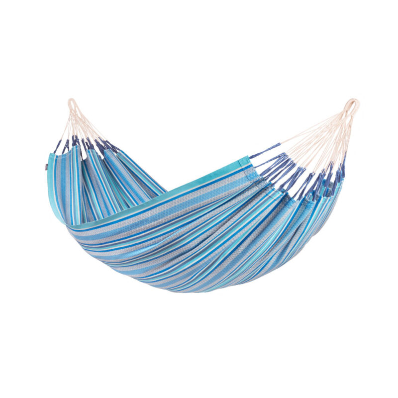 Modesta Azure: Eco-Hamaca XXL 100%Algodón Bio /Hecha a Mano [Turquesa+tonos Azul/patrones]