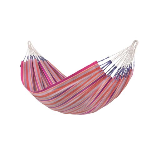 Modesta Flamingo: Eco-Hamaca XXL 100%Algodón Bio /Hecha a Mano [Multicolor+Rosa+Roja/patrones]