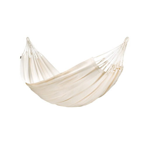 Modesta Latte: Eco-Hamaca XL 100% Algodón Bio /Hecha a Mano [Blanca/Crudo]