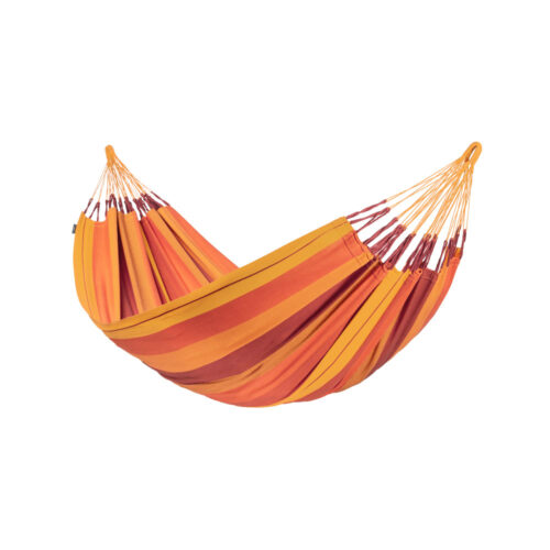 Modesta Volcano: Eco-Hamaca XL 100% Algodón Bio /Hecha a Mano [tonos Naranja+Roja]