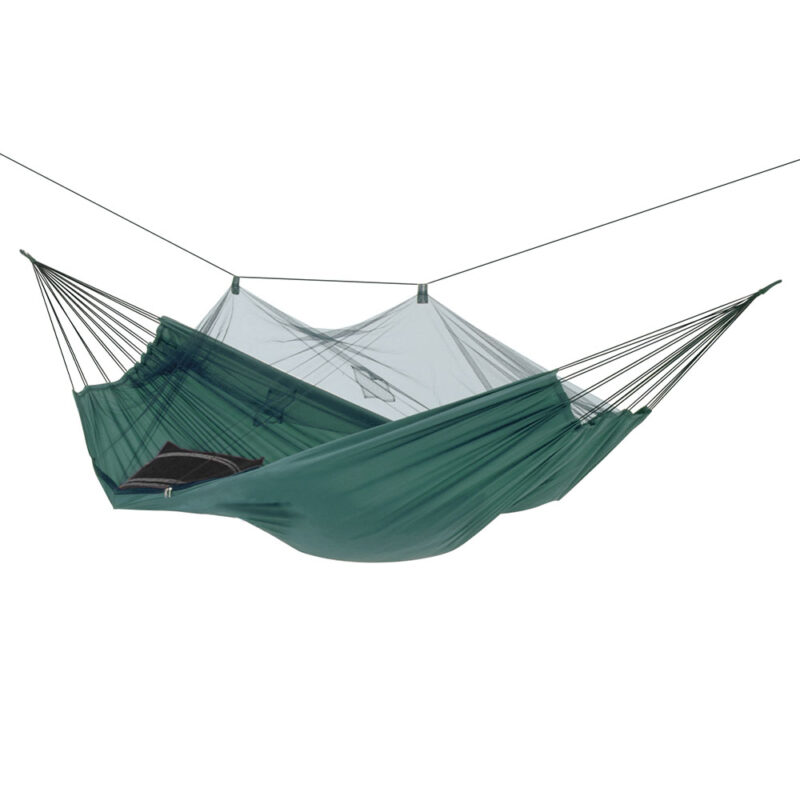 Moskito-Traveller: Hamaca de Viaje/Portátil c/ Mosquitera [1p] Exterior/Camping [Verde escura/militar]