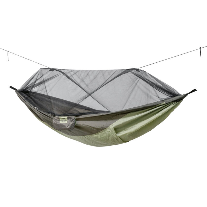 Moskito-Traveller Thermo: Hamaca Portátil de Aventura c/ Mosquitera+bolsillo Térmico [1p] Exterior/Camping [Verde Oliva]