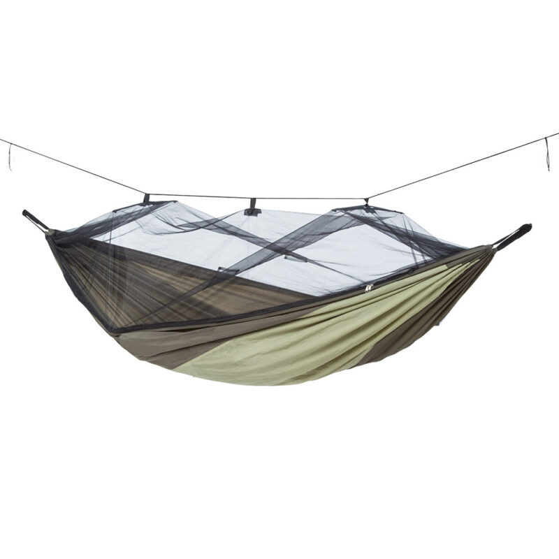 Moskito-Traveller Thermo XXL: Hamaca Portátil de Aventura c/ Mosquitera+bolsillo Térmico [1p] Exterior/Camping [Verde Oliva]