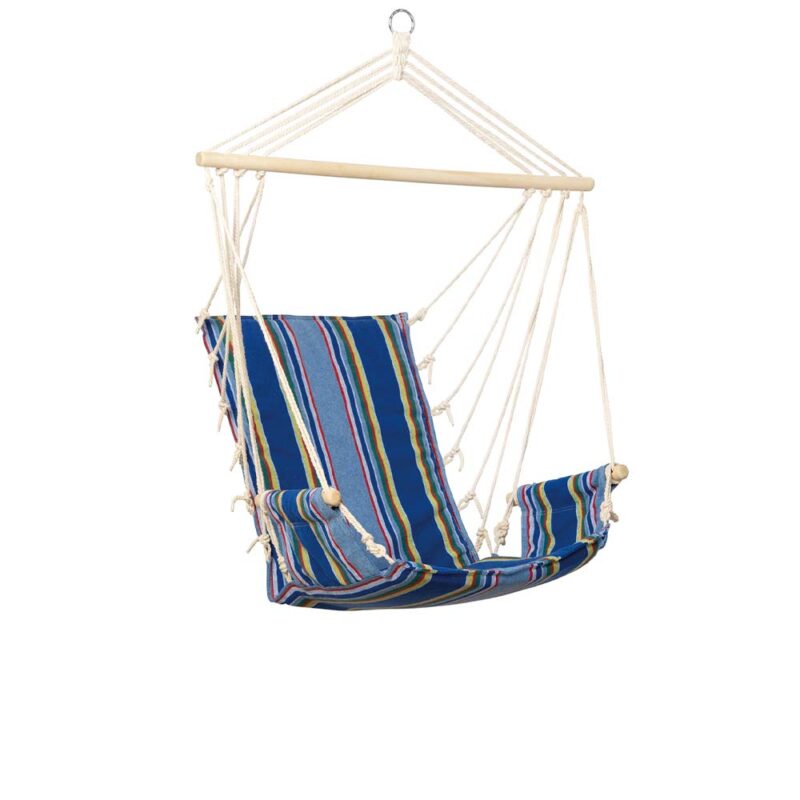 Palau Ocean: Silla Hamaca [1p] Acolchada+Apoyabrazos [Algodón Reciclado] Multicolor+Azul