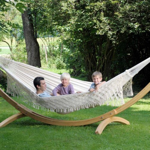 Rio Natura: Eco-Hamaca XXL [2-3p] c/ Franjas [100%Algodón Reciclado] Brasileña /Hecha a Mano - Imagen 4