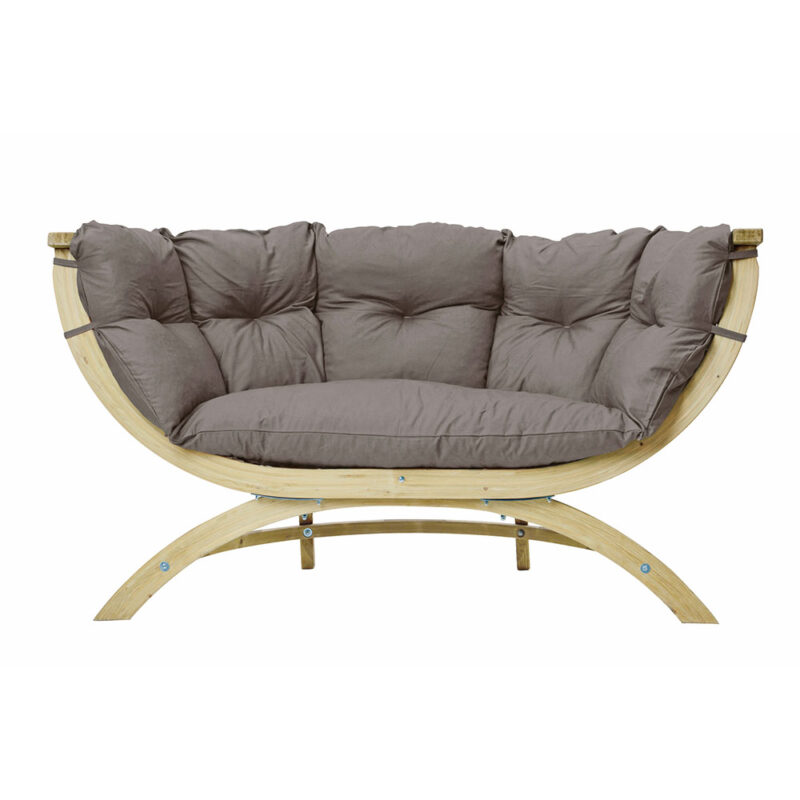 Siena Due Taupe: Sofá Lounge XL [2/3p] de Madera FSC [Casa y Jardín]+Cojín de Exterior [Gris Claro/Topo]