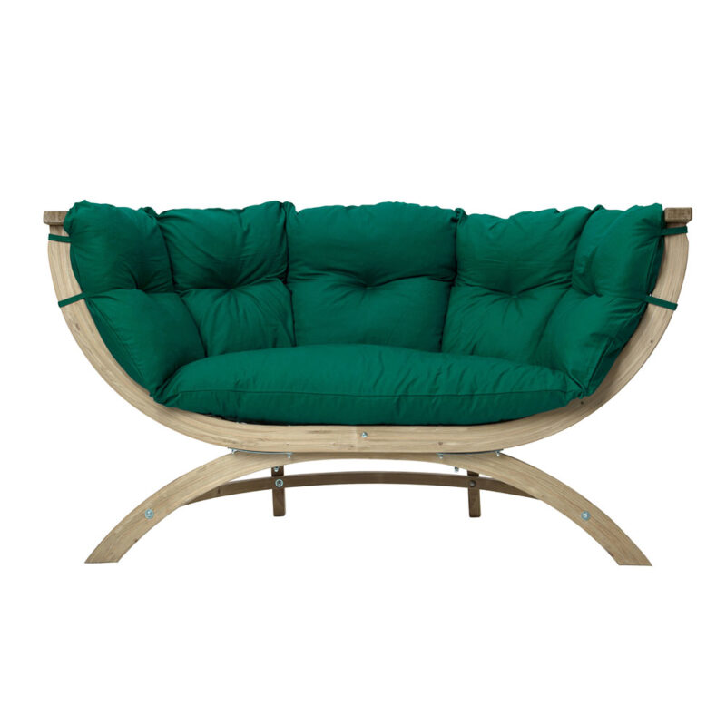 Siena Due Verde: Sofá Lounge XL [2/3p] de Madera FSC [Casa y Jardín]+Cojín de Exterior