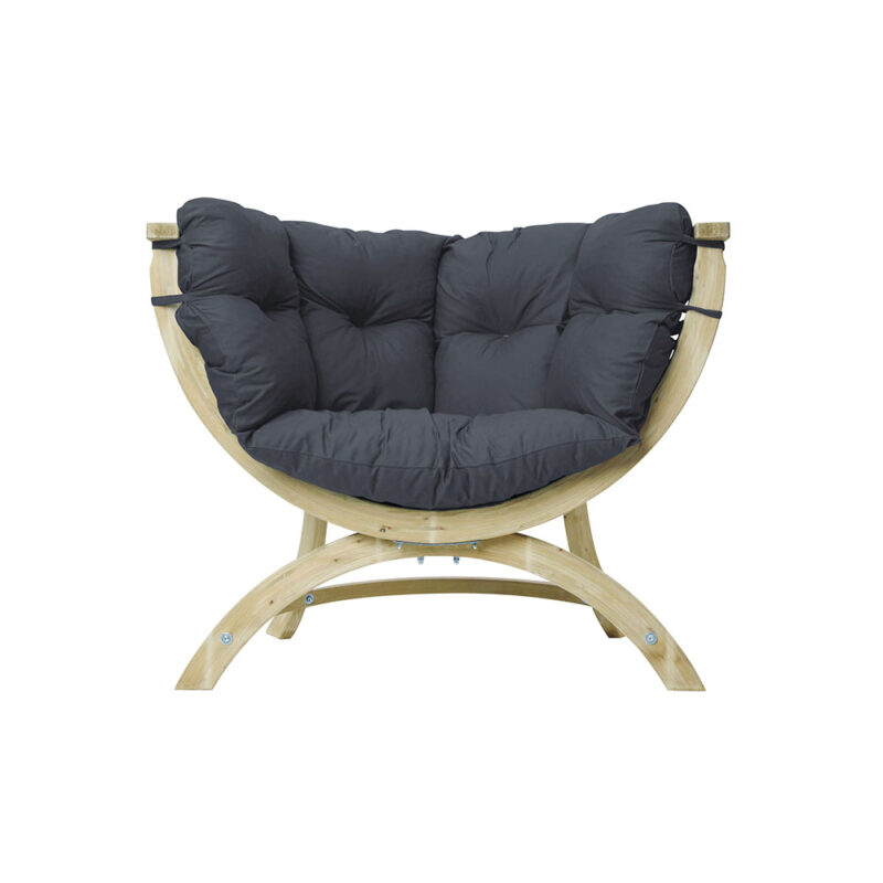 Siena Uno Anthracite: Sillón Lounge [1p] de Madera FSC [Casa y Jardín]+Cojín de Exterior [Gris Oscuro]