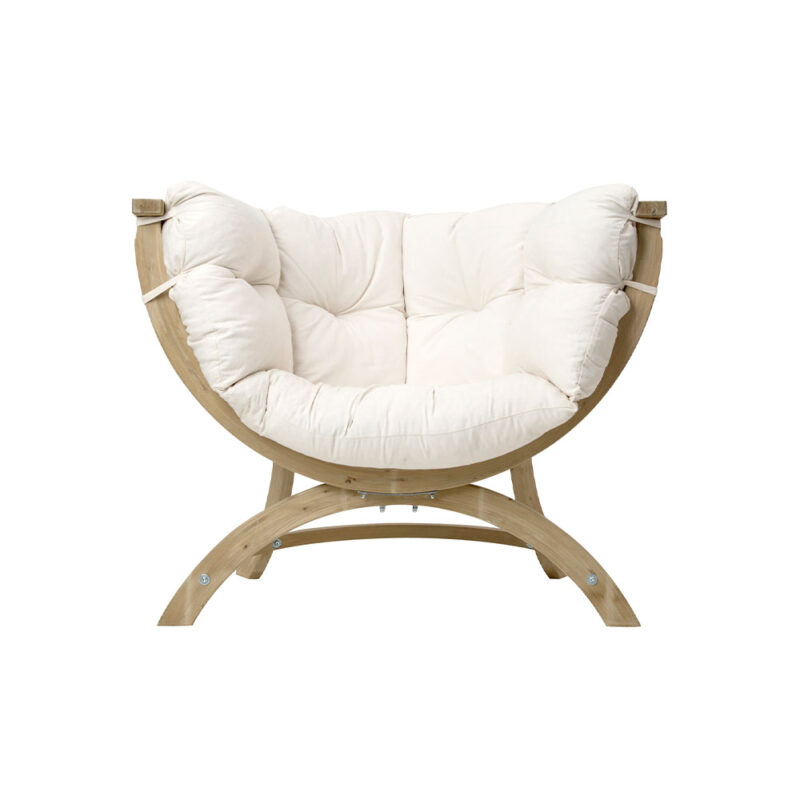 Siena Uno Natura: Sillón Lounge [1p] de Madera FSC [Casa y Jardín]+Cojín de Exterior [Blanco/Crema]