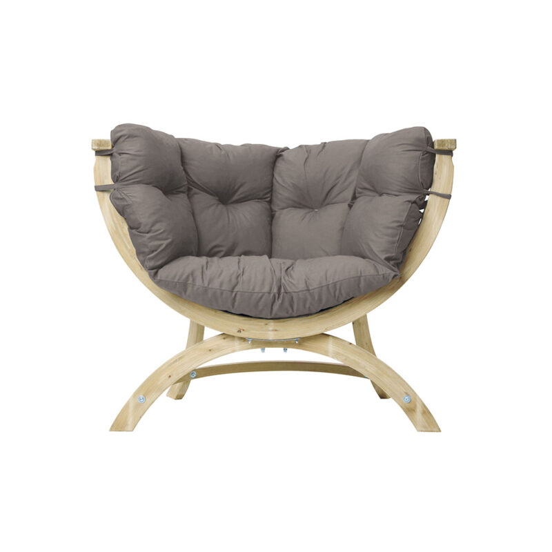 Siena Uno Taupe: Sillón Lounge [1p] de Madera FSC [Casa y Jardín]+Cojín de Exterior [Gris Claro/Topo]