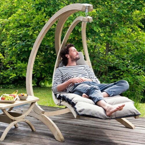 Swing Lounger Anthracite: Tumbona/Chaise Longue Colgante de Exterior [1p] Madera FSC c/ Colchón [Casa y Jardín] - Imagen 5