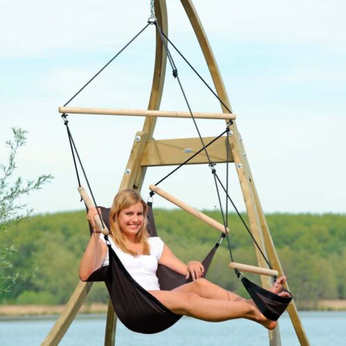 Swinger Black: Silla Colgante de Exterior [1p] c/ Reposapiés+Brazos+Almohada [Casa y Jardín] - Imagen 5